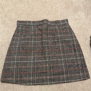 Plaid A-Line Skirt - Black and Red